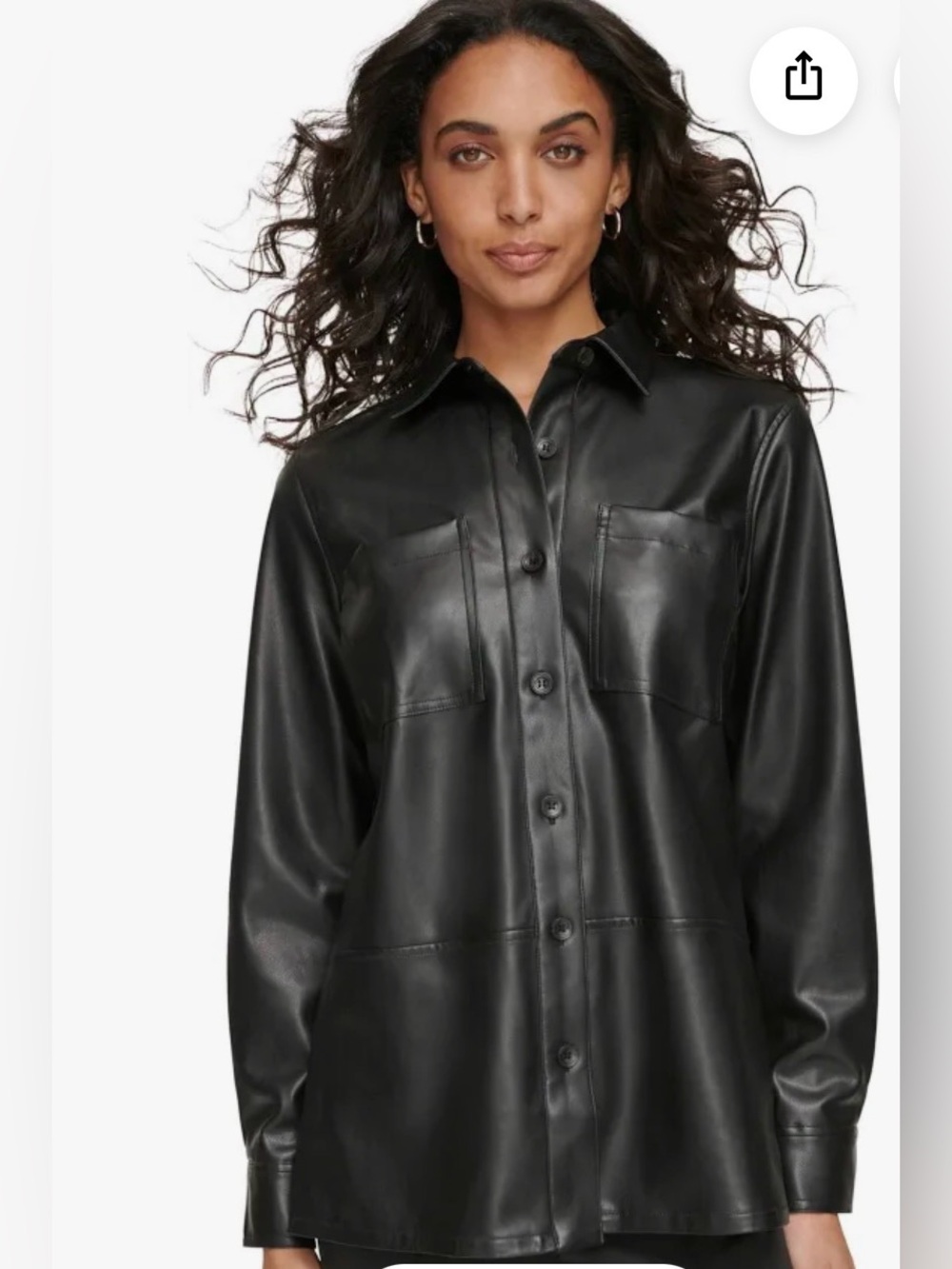 Calvin Klein Black Faux Leather Shirt Jacket
